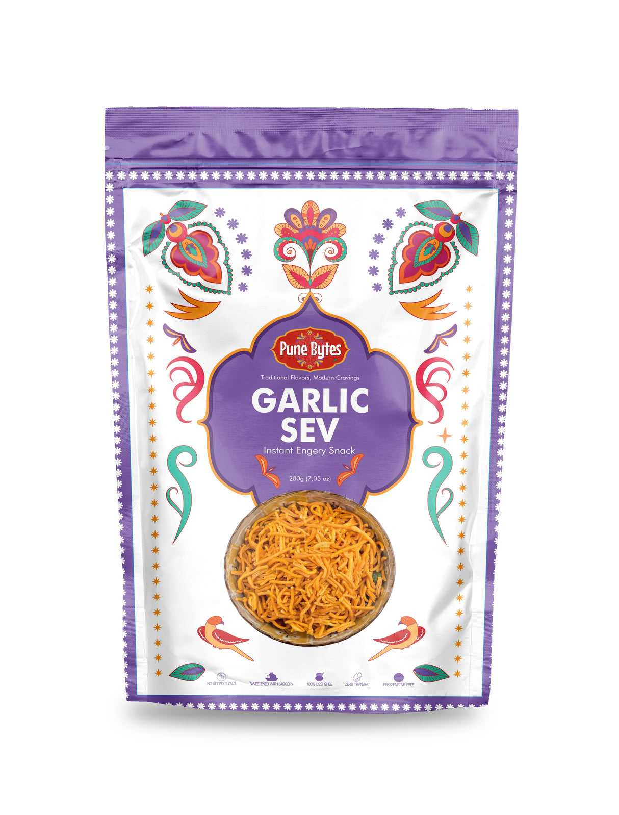 Pune Bytes Garlic Sev 200g - Bold Flavor, Crisp Bite