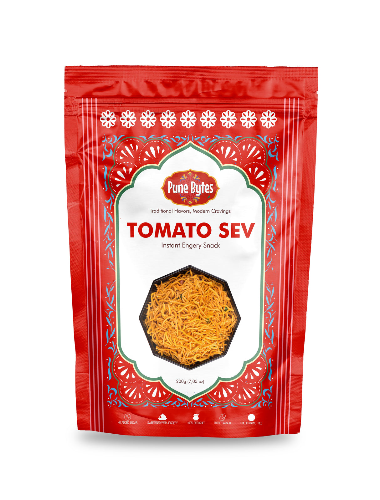 Pune Bytes Tomato Sev 200g - Tangy Crispy Sev